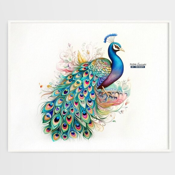 20x30 Peacock Bird Watercolor Oil Painting Fantasy‎ Art Poster - Picture 3 of 7